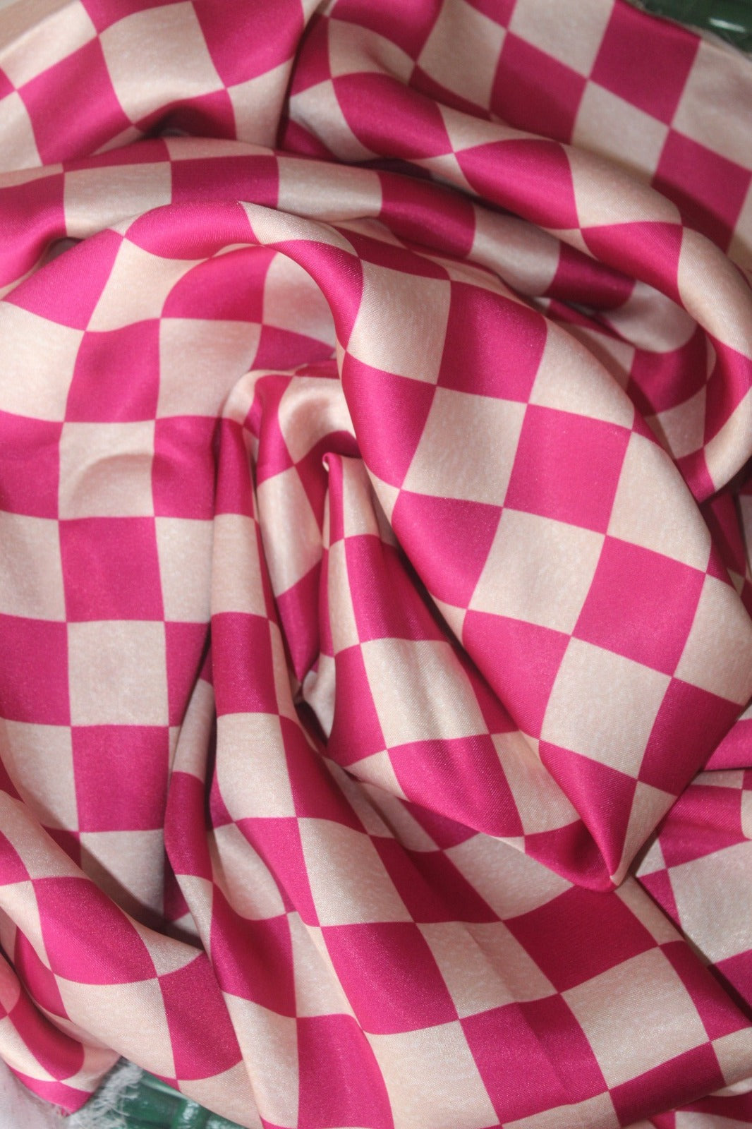 Printed hot pink silk