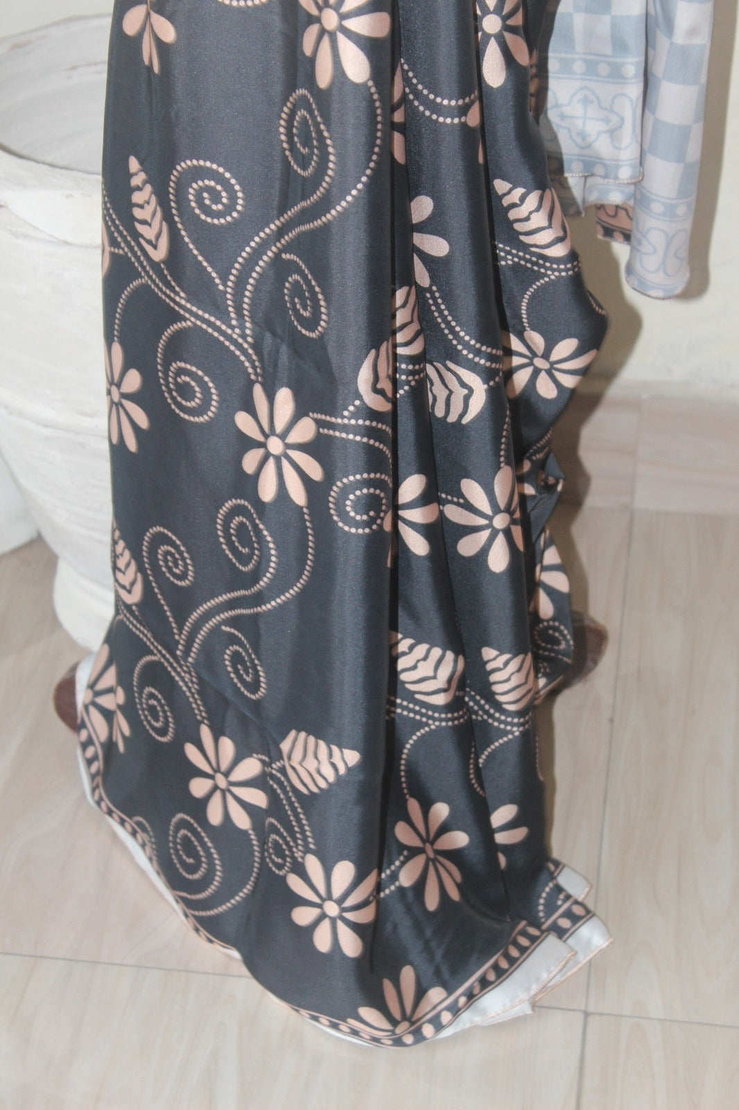 Black printed silk