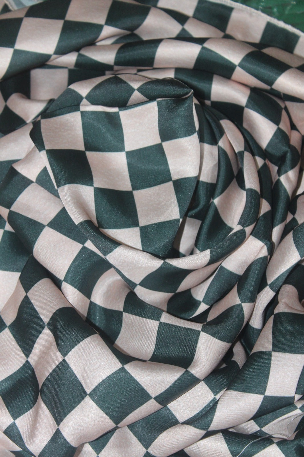 Dark green printed silk