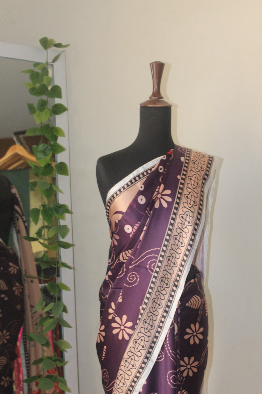 Purple printed silk