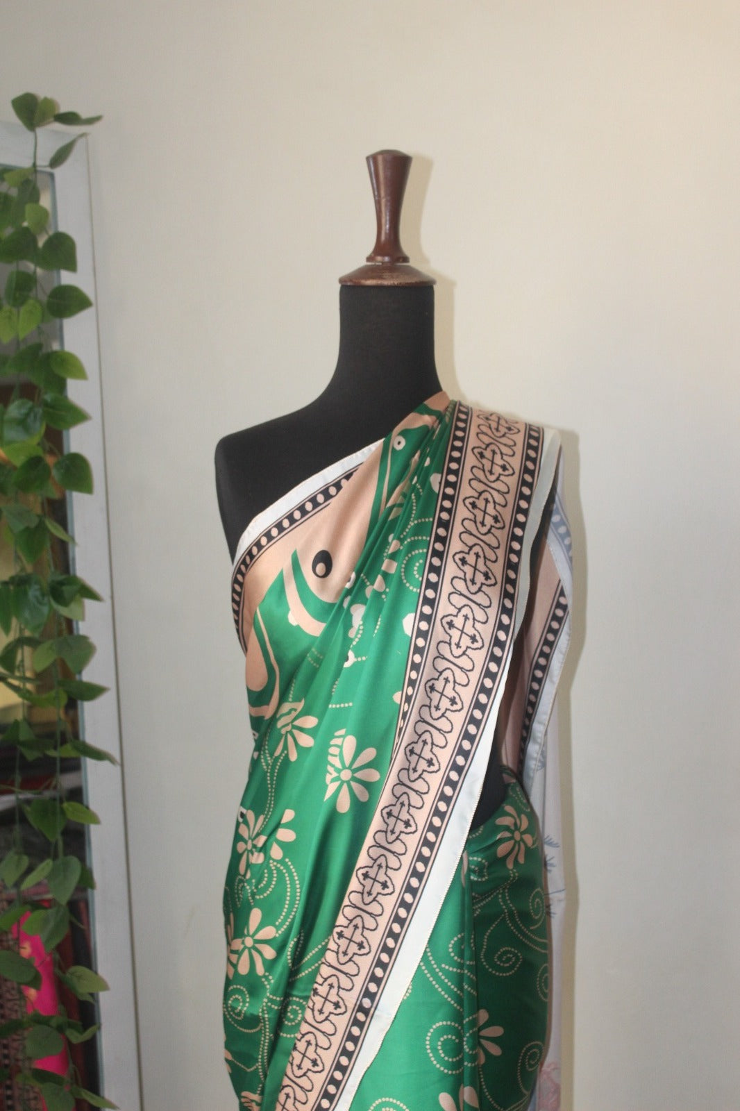 Electric Green printed silk