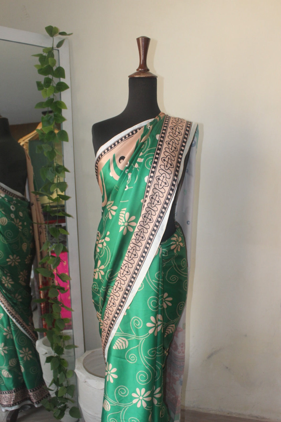 Electric Green printed silk