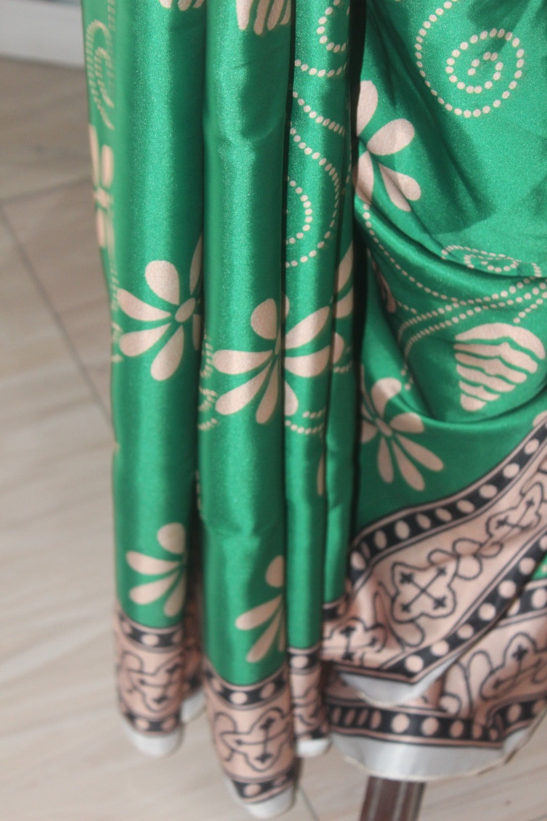 Electric Green printed silk