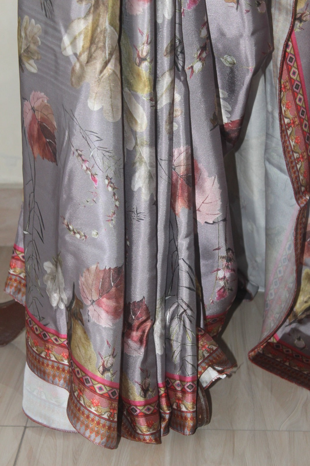 Grey Floral Saree