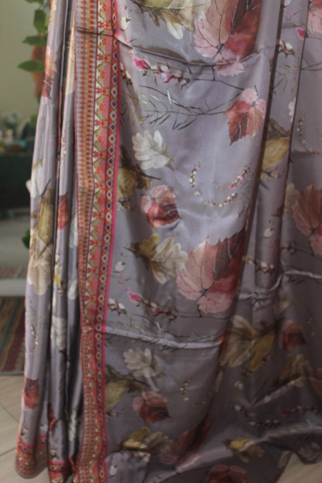 Grey Floral Saree