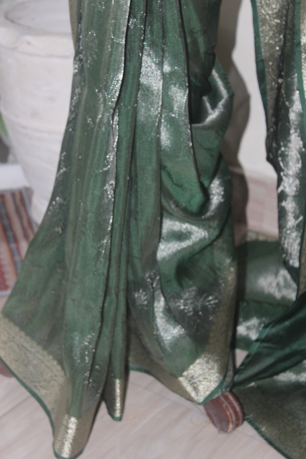 Forest Green Tissue Silk