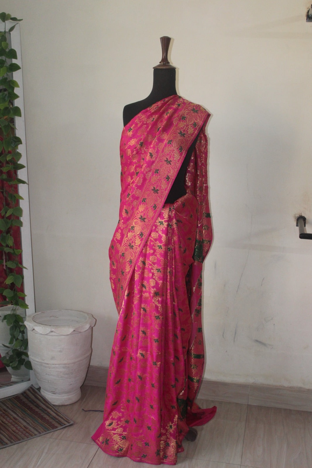 Fuchsia Pink Banarsi Silk