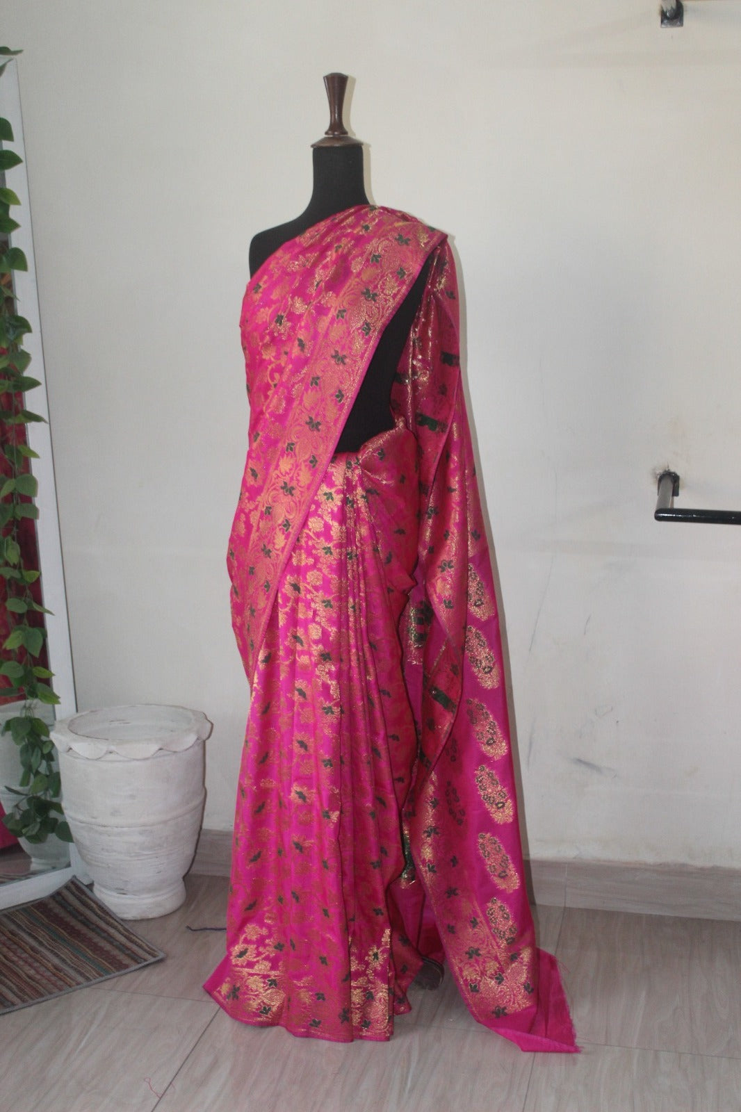 Fuchsia Pink Banarsi Silk