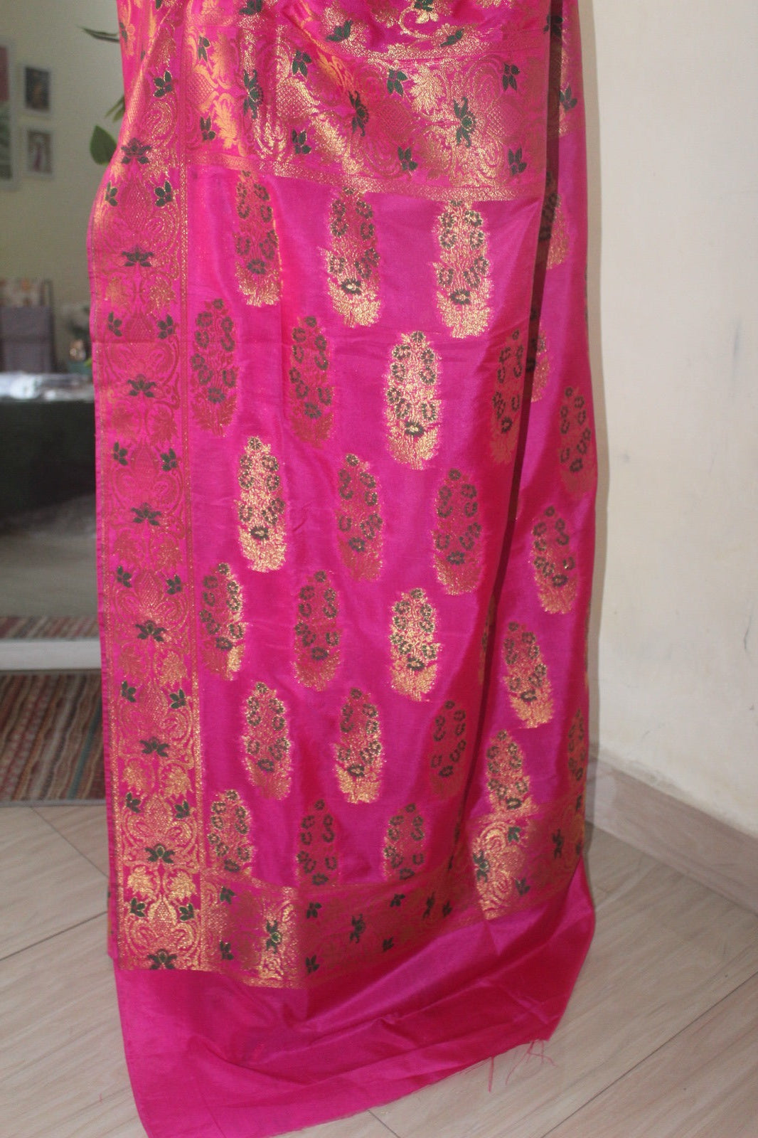 Fuchsia Pink Banarsi Silk