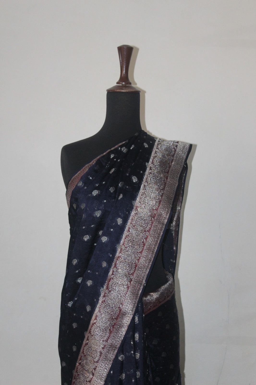 Dark Blue Banarsi Silk