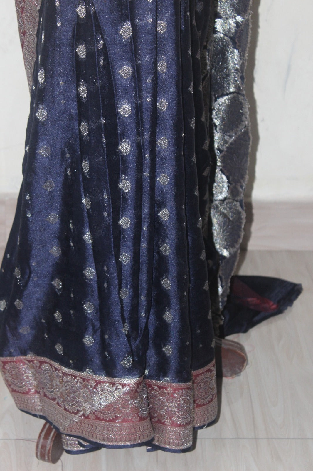 Dark Blue Banarsi Silk