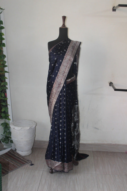 Dark Blue Banarsi Silk