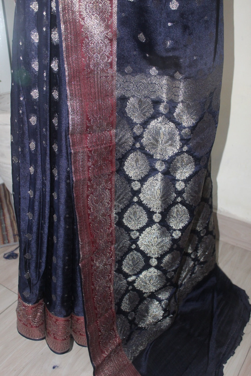 Dark Blue Banarsi Silk