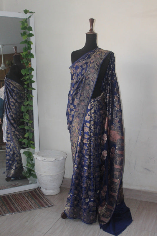 Royal Blue Banarsi Silk