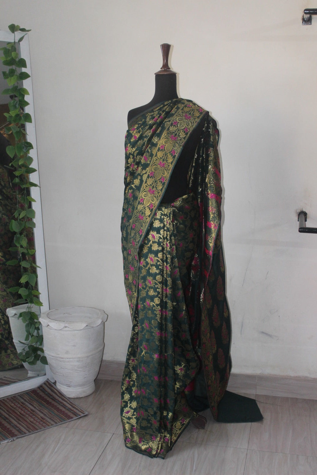 Dark Green Banarsi Silk