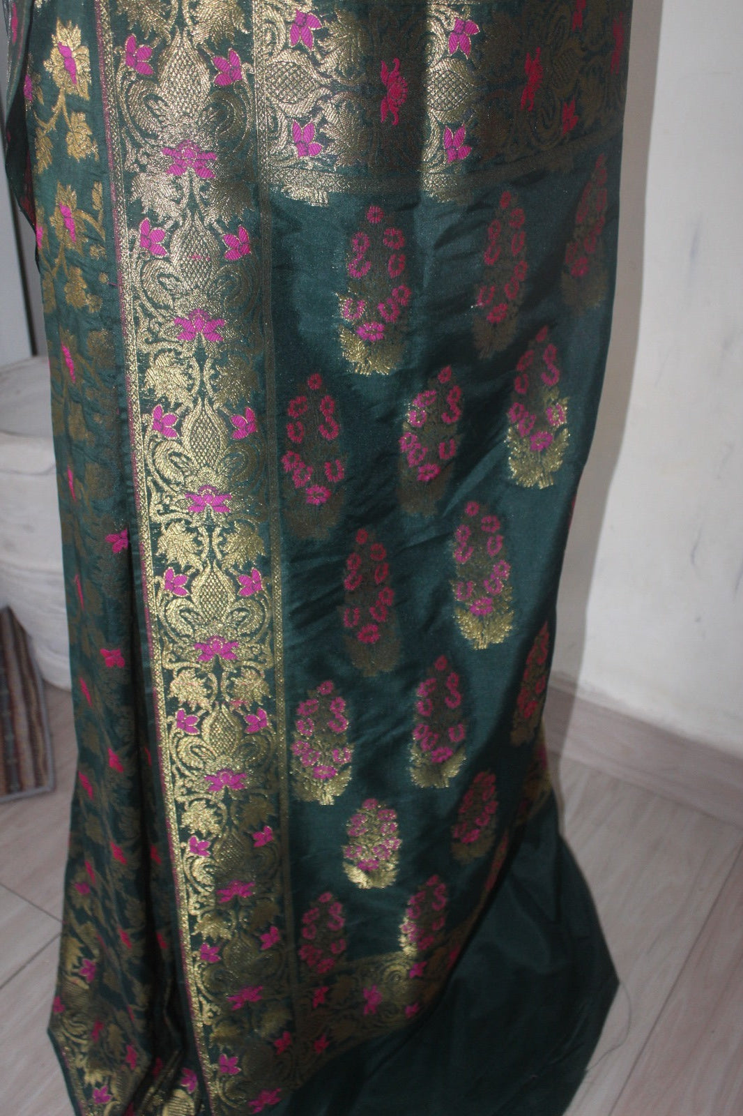 Dark Green Banarsi Silk