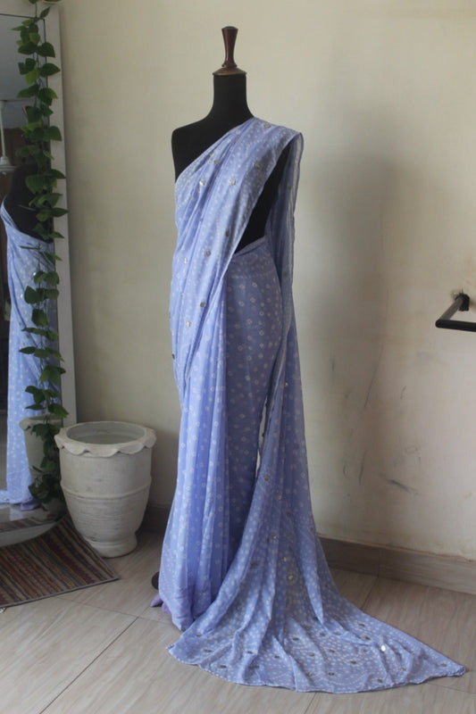 Lavender Gota Digital-Printed Saree